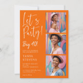 Invitation Faisons la photo brûlé orange quarante anniversair (Devant)