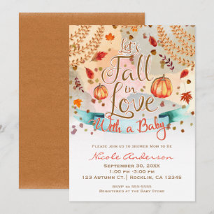 Invitation Faisons l'amour Baby Shower Feuilles d'automne