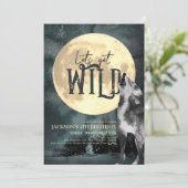 Invitation Faisons l'Anniversaire du loup hurlant sauvage (Debout devant)
