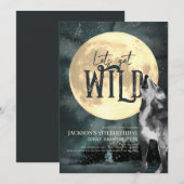 Invitation Faisons l'Anniversaire du loup hurlant sauvage (Devant / Derrière)