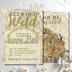 Invitation Faisons le Sauvage Animal Léopard Glam Or Annivers