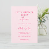 Invitation Faisons-les doucher brillant rose Couple Douche nu (Debout devant)