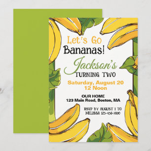 Invitation Faisons les Fous avec des Bananes Fête d'anniversa