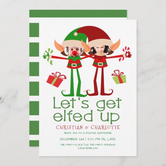 Invitation Faisons-nous Elfed jusqu'à la fête de Noël personn (Devant / Derrière)