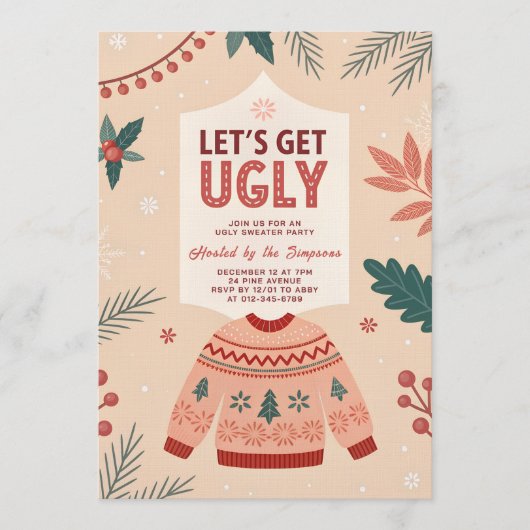 Invitation Faisons-nous Laids Fête de Noël Pull de Noël Ugly (Devant)