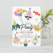 Invitation Faisons Pawty Chiens & Ballons de chat Anniversair (Debout devant)