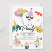 Invitation Faisons Pawty Chiens & Ballons de chat Anniversair (Devant)