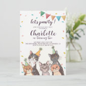 Invitation Faisons pawty Fête de Chat (Debout devant)