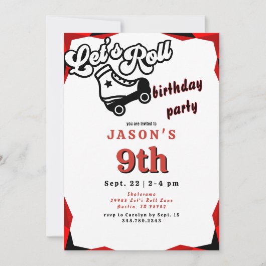 Invitation Faisons Rouger le Garçon Rouge et Noir Fête d'anni (Devant)