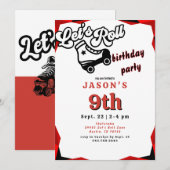 Invitation Faisons Rouger le Garçon Rouge et Noir Fête d'anni (Devant / Derrière)