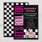 Invitation Faisons Roulement Pour, Roller Skate Soirée Glow (Devant / Derrière)