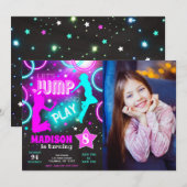 Invitation Faisons sauter Bounce Neon Trampoline Park Anniver (Devant / Derrière)