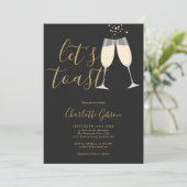 Invitation Faisons sauter la Mariée Black And Gold QR Code (Debout devant)
