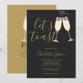 Invitation Faisons sauter la Mariée Black And Gold QR Code (Devant / Derrière)