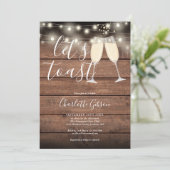 Invitation Faisons Toast Rustic String Lights Enterrement de  (Debout devant)
