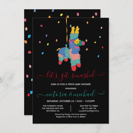 Invitation Faisons tomber Funny Piñata Baby shower Invitat (Devant / Derrière)