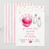 Invitation Faisons tomber la fille 5ème anniversaire bowling  (Devant / Derrière)