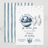 Invitation Faisons tomber le garçon 5ème anniversaire bowling (Devant / Derrière)