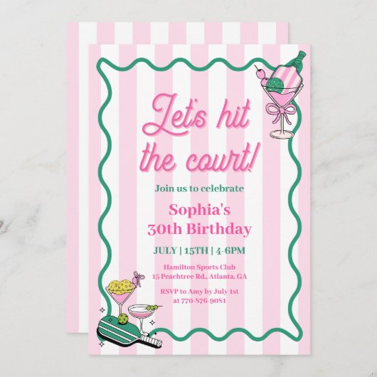 Invitation Faisons un coup à la Cour Pickleball Anniversaire (Devant / Derrière)