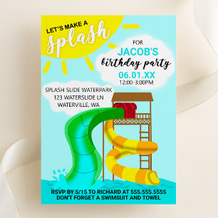 Invitation Faisons un parc aquatique Splash pour l'anniversai