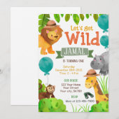 Invitation Faisons un safari sauvage anniversaire Invitation, (Devant / Derrière)