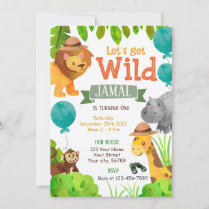 Invitation Faisons un safari sauvage anniversaire Invitation,