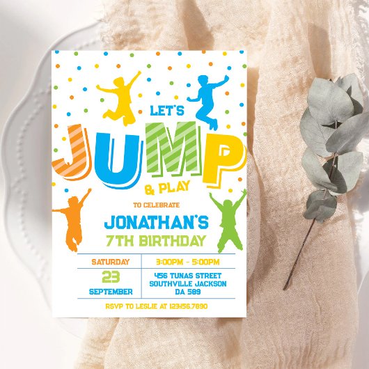 Invitation Faisons un Saut et Jouons à la Maison Gonflable po