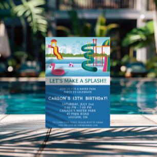 Invitation Faisons un splash ! Parc aquatique fête d'annivers