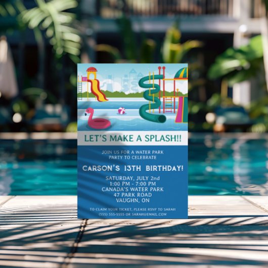 Invitation Faisons un splash ! Parc aquatique fête d'annivers