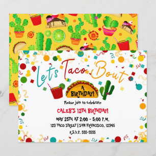 Invitation Faisons un Taco pour une Fête d'Anniversaire Fiest