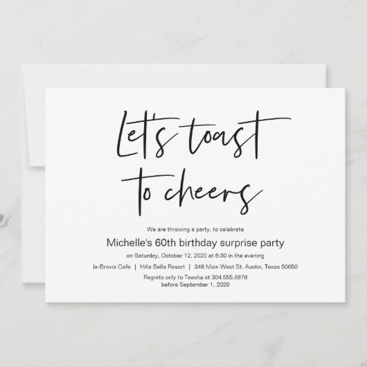 Invitation Faisons un toast aux acclamations, Surprise Birthd (Devant)