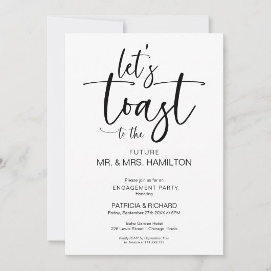 Invitation Faisons un toast Chic Calligraphy (Devant)