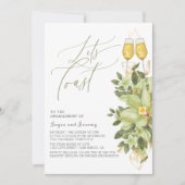 Invitation Faisons un toast de verdure Floral Gold Engagement (Devant)