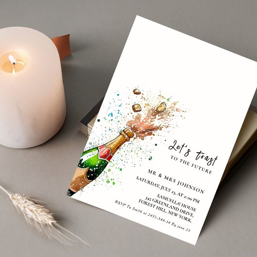 Invitation Faisons un toast Pink Champagne Bottle