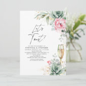 Invitation Faisons un toast Succulent Pink Floral Engagement  (Debout devant)