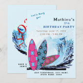 Invitation Faisons une fête d'anniversaire de surf sur la pla (Devant / Derrière)
