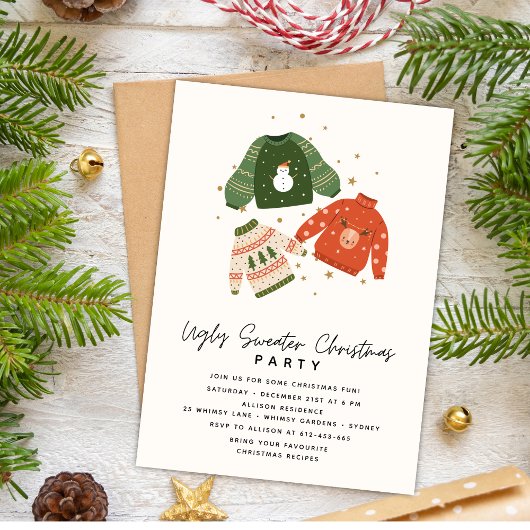 Invitation Faisons une fête de Noël avec des pulls moches mod