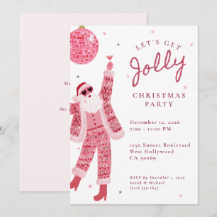 Invitation Faisons une Fête de Noël Rose Fantaisiste et Joyeu