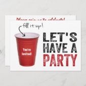 Invitation Faisons une fête ! Funny Red Cup (Devant / Derrière)
