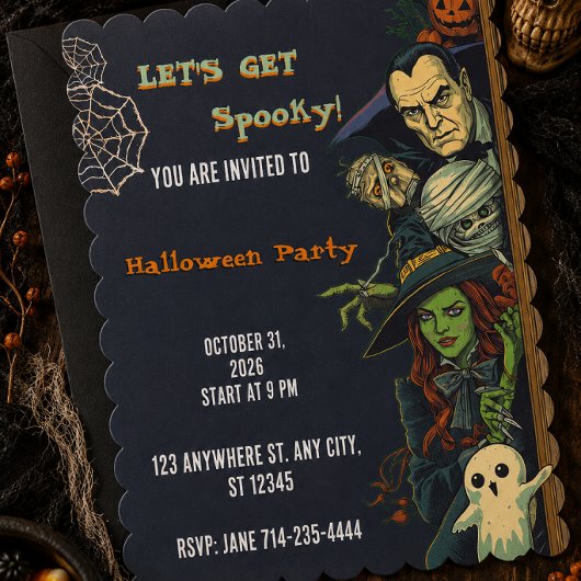 Invitation Faisons une fête Halloween effrayante