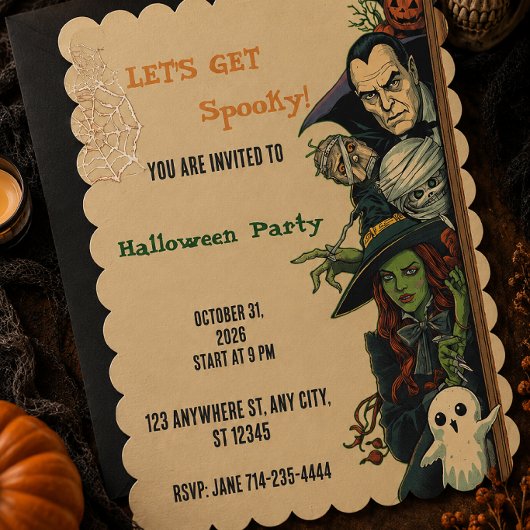 Invitation Faisons une fête Halloween effrayante