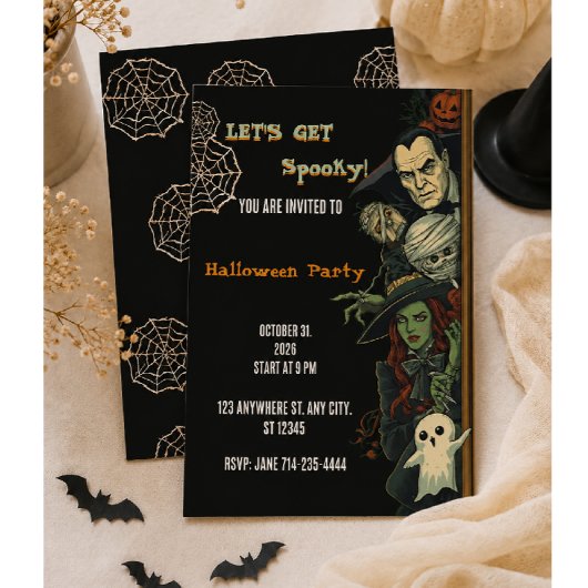 Invitation Faisons une fête Halloween effrayante