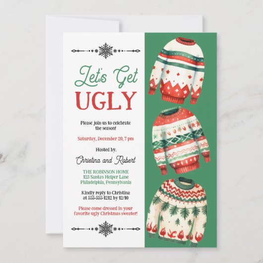 Invitation Faisons une fête moche pour le pull de Noël (Devant)