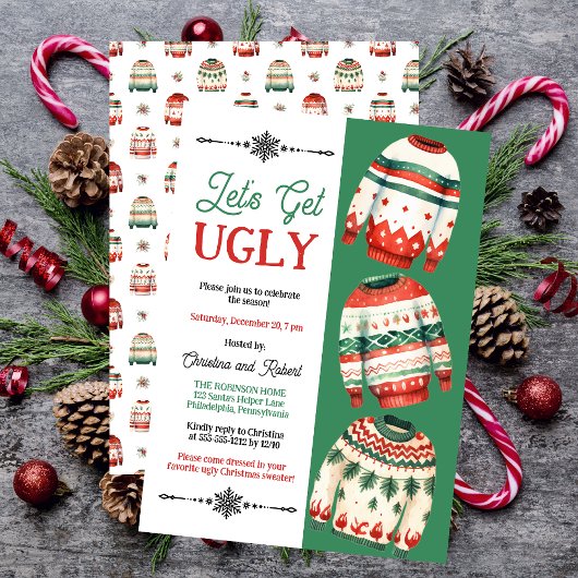 Invitation Faisons une fête moche pour le pull de Noël