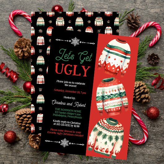 Invitation Faisons une fête moche pour le pull de Noël