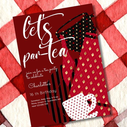 Invitation Faisons une pause-thé, un anniversaire élégant et