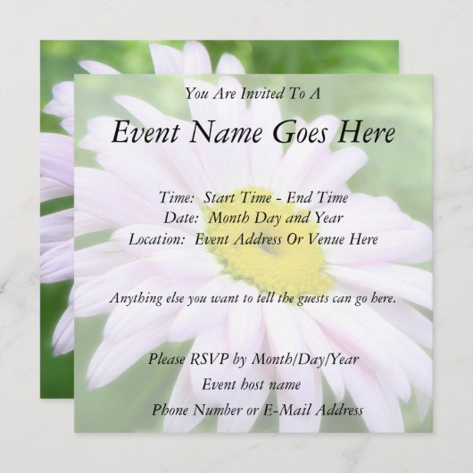 Invitation Faisy peint en rose pâle (Devant / Derrière)