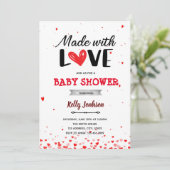 Invitation Fait avec amour cœur shower de bébé (Debout devant)