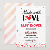 Invitation Fait avec amour cœur shower de bébé (Devant / Derrière)