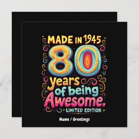 Invitation Fait en 1945, 80 ans d'être génial (Devant / Derrière)
